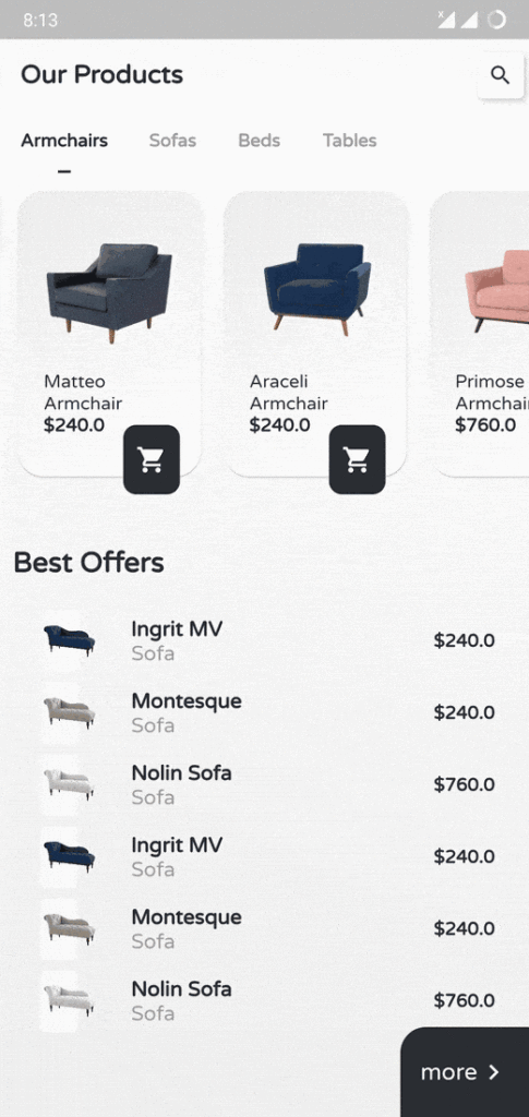 Furniture App Design in Flutter